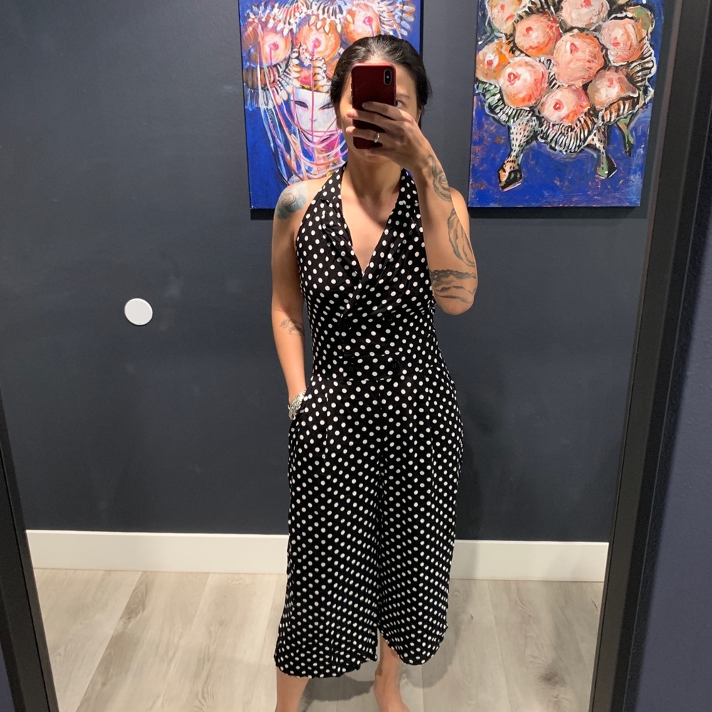 Zara Black & White Polka Dots Jumpsuit